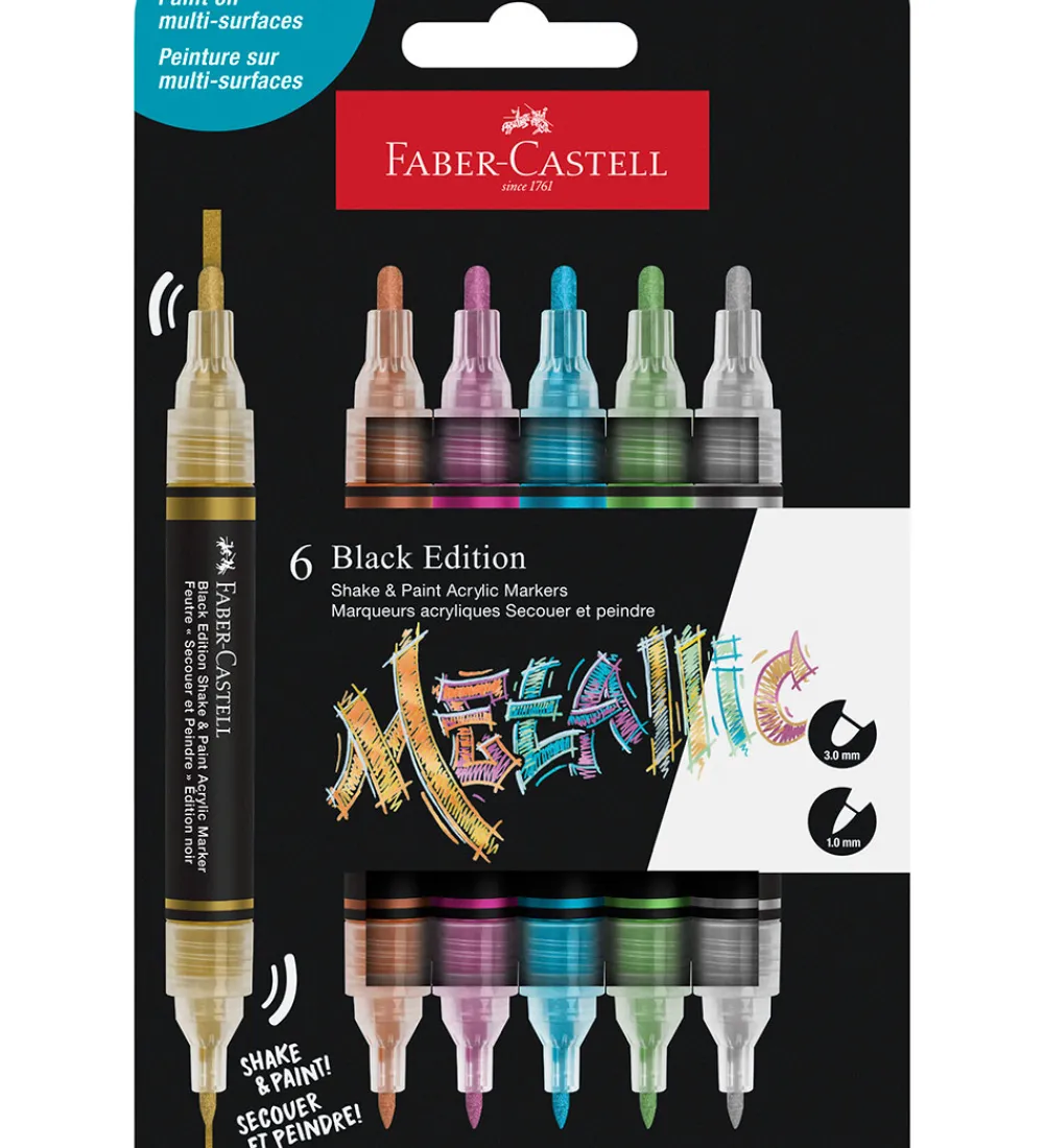 Tuscher Og Farver-Faber-Castell Tuscher - Shake & Paint Akryl - 6 Stk. - Metallic
