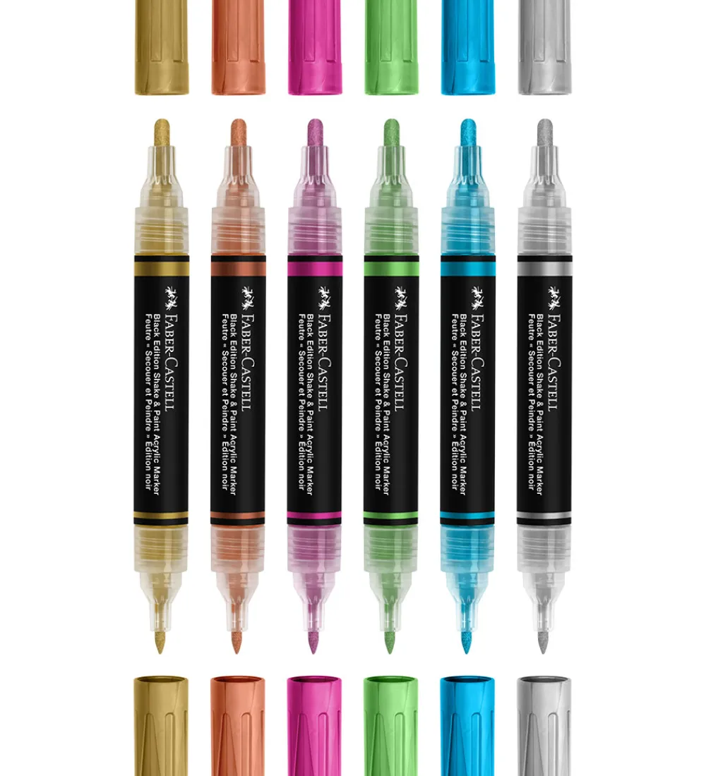 Tuscher Og Farver-Faber-Castell Tuscher - Shake & Paint Akryl - 6 Stk. - Metallic