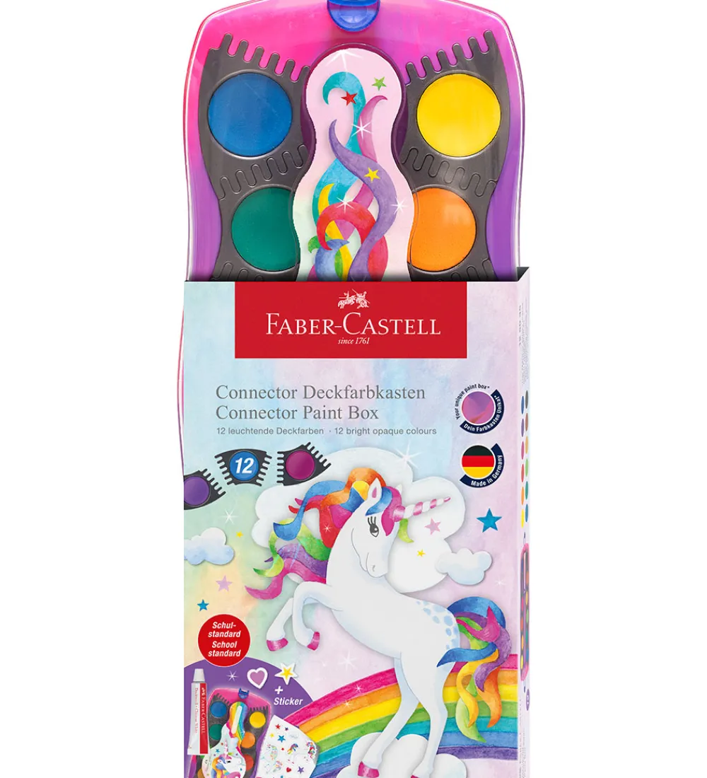 Faber-Castell Maling*Vandfarve - Unicorn Pink - 12 Farver + Chinese Whi