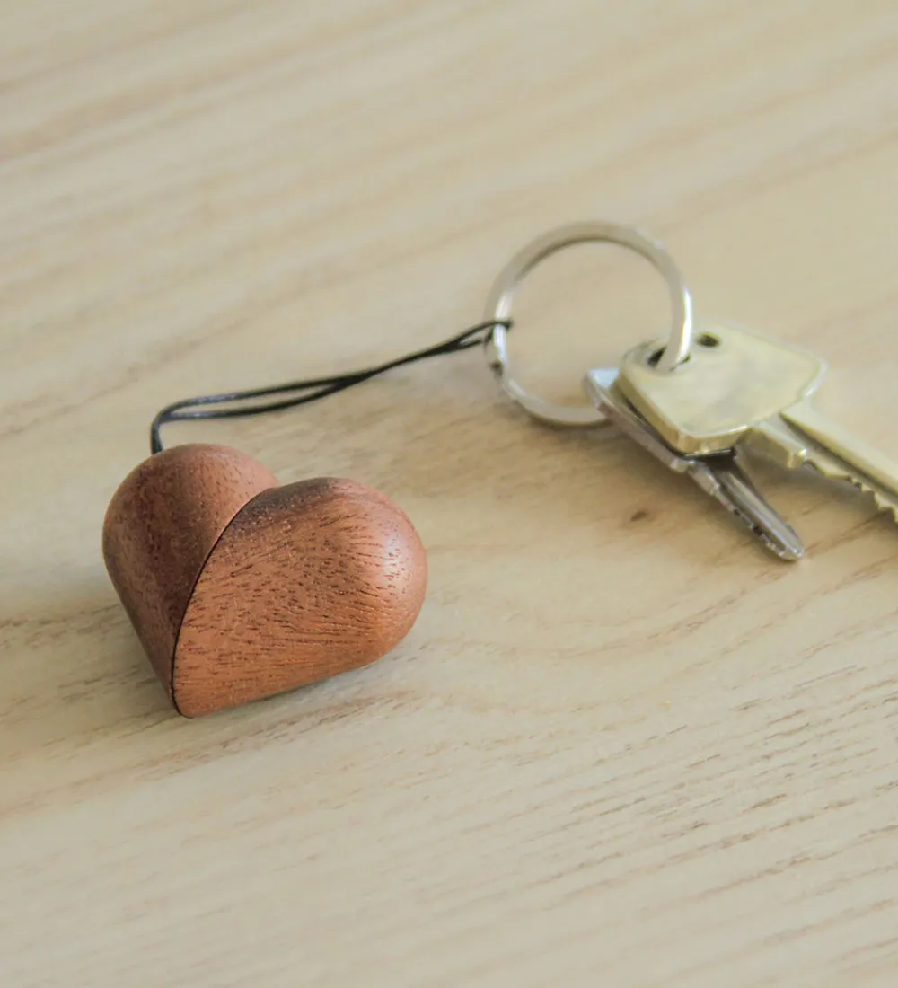 Nøgleringe-FableWood Hjerte-Nøglering - 5 cm - Natur