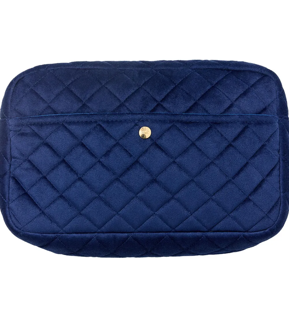 Fan Palm Toilettasker|Toilettasker*Toilettaske - Large - Quiltet Velour - Midnight Blue
