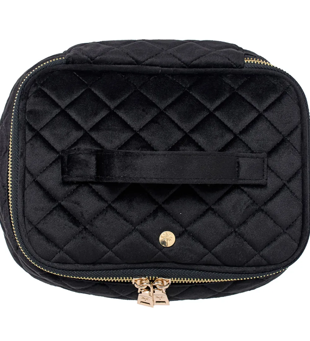 Fan Palm Toilettasker|Toilettasker*Toilettaske - Large - Quiltet Velour - Black Velvet