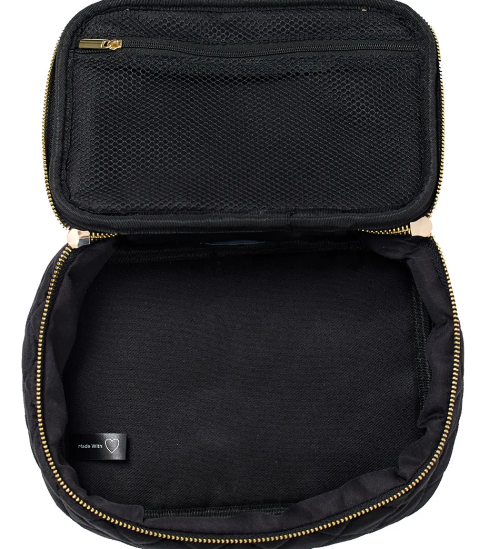 Fan Palm Toilettasker|Toilettasker*Toilettaske - Large - Quiltet Velour - Black Velvet
