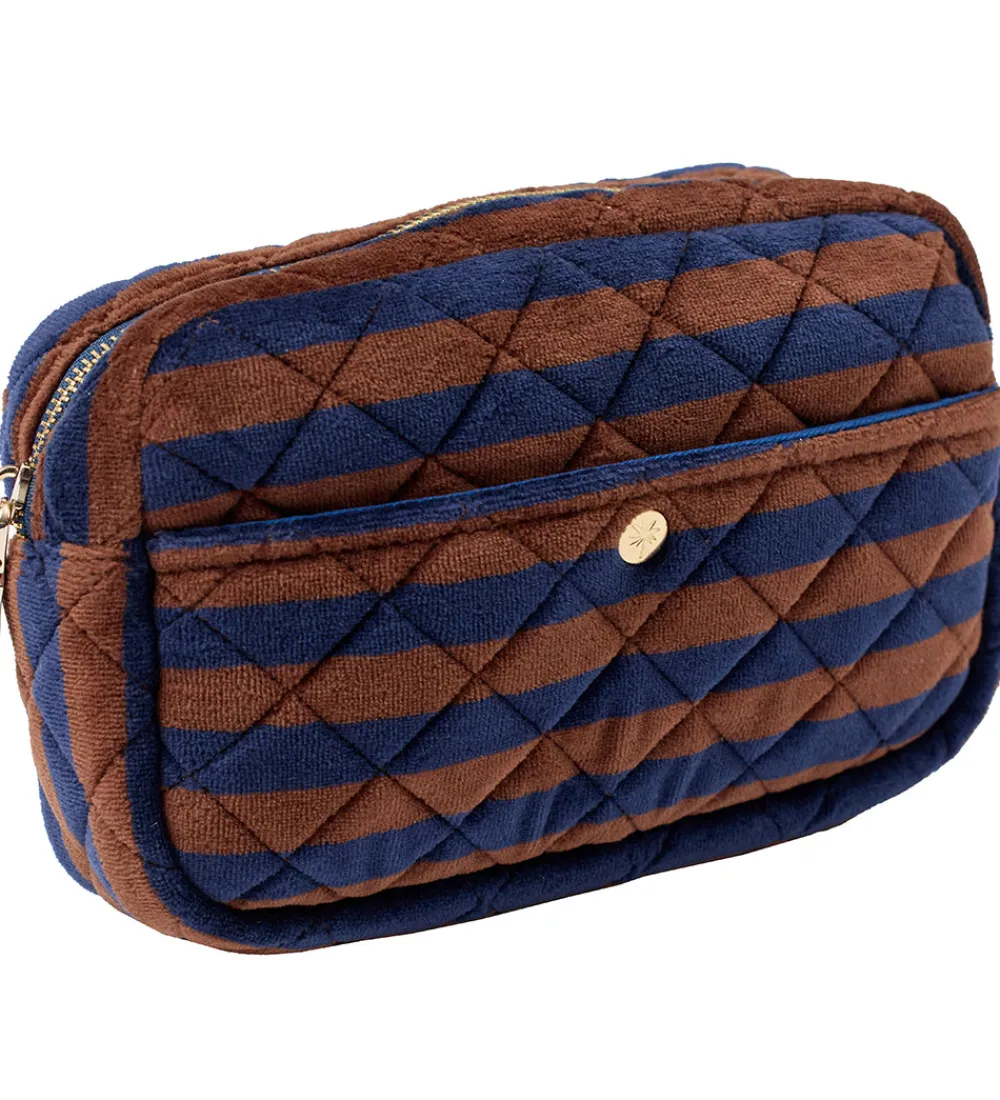 Fan Palm Toilettasker|Toilettasker*Toilettaske - Medium - Quiltet - Blues & Stripes