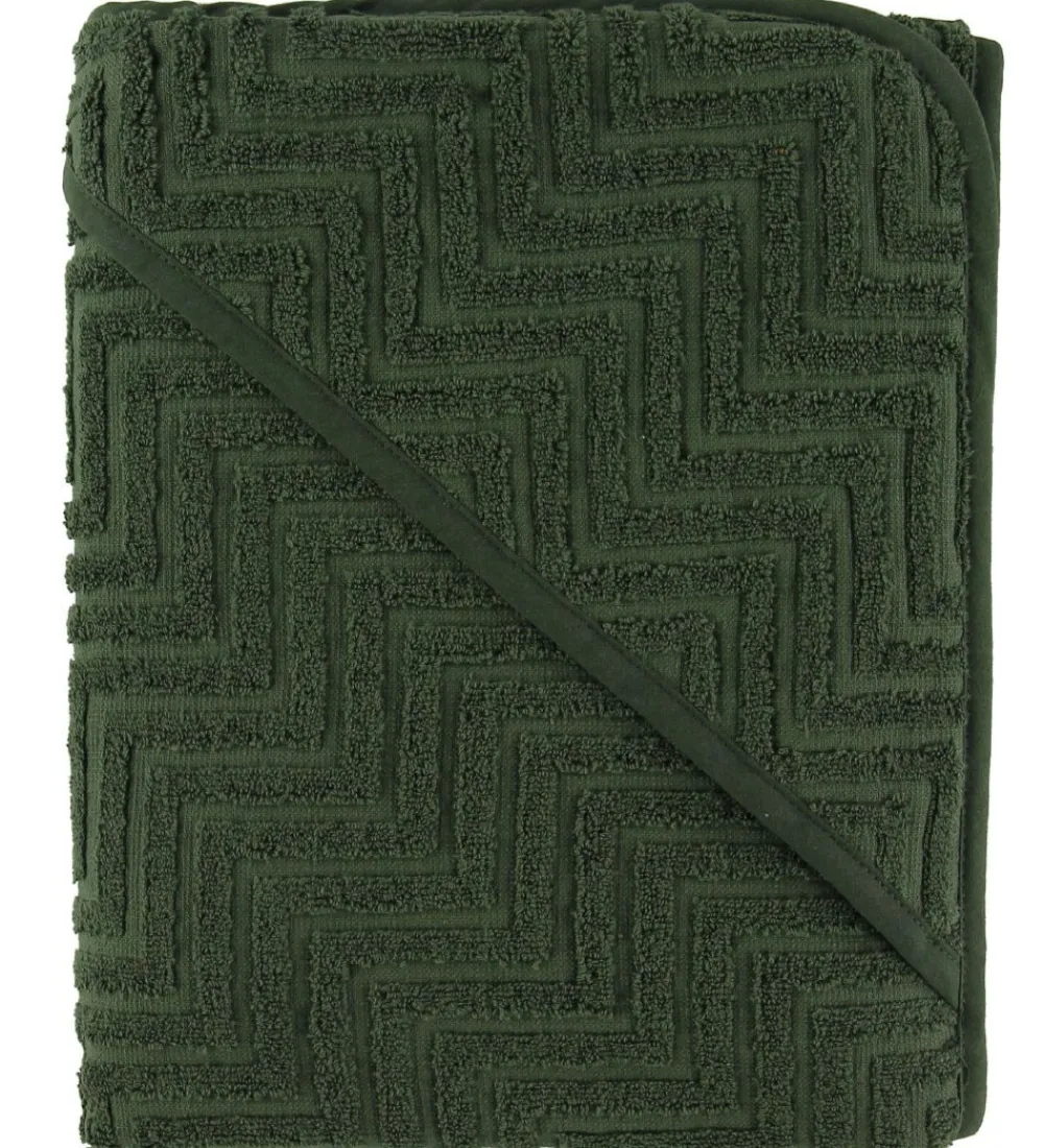 Babyhåndklæde- Og Poncho-Filibabba Babyhåndklæde - Zigzag - 90x90 cm - Dark Green