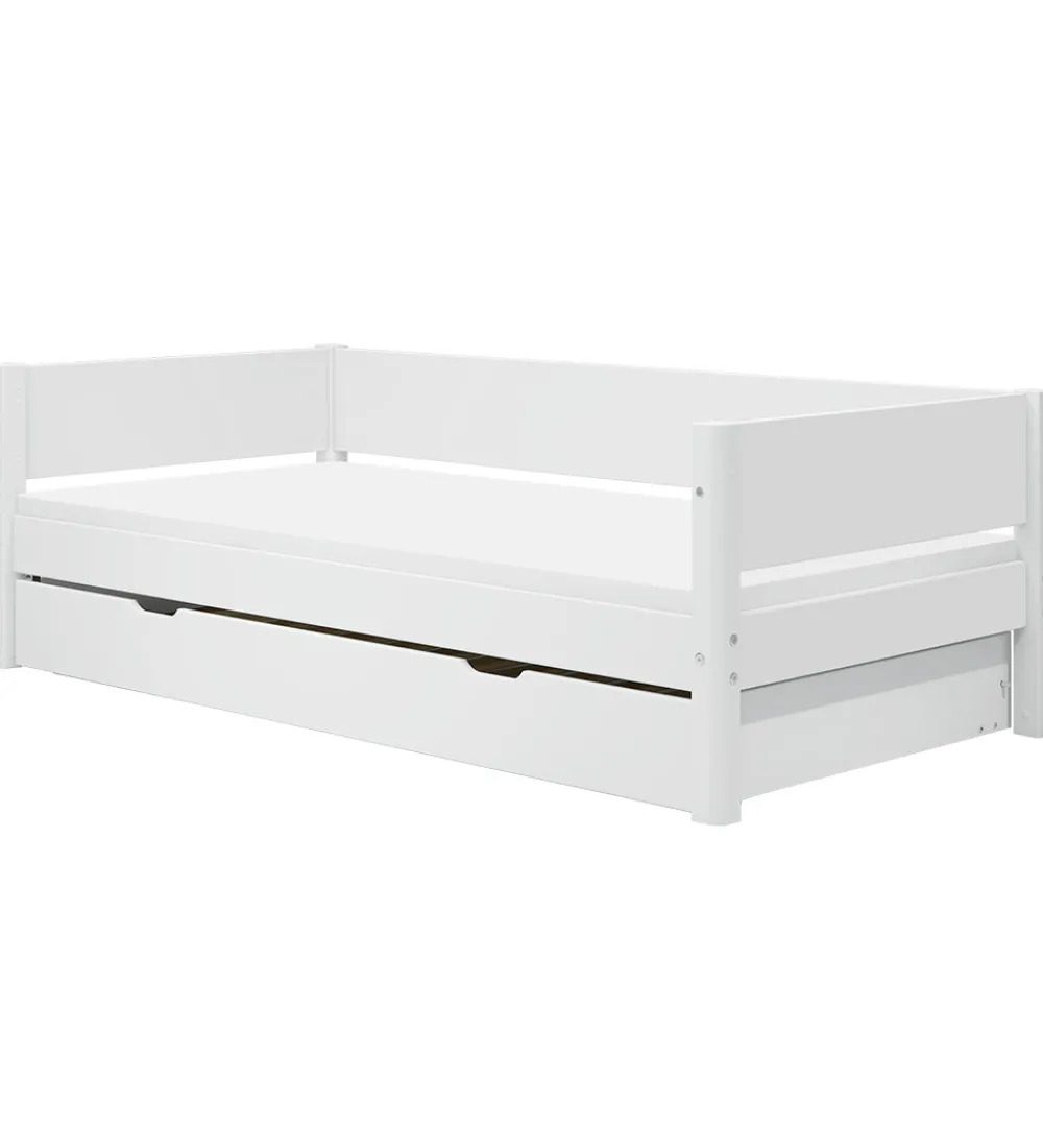 Senge-Flexa Enkeltseng m. Udtræksfunktion - 210x101x66,5 cm - Hvid