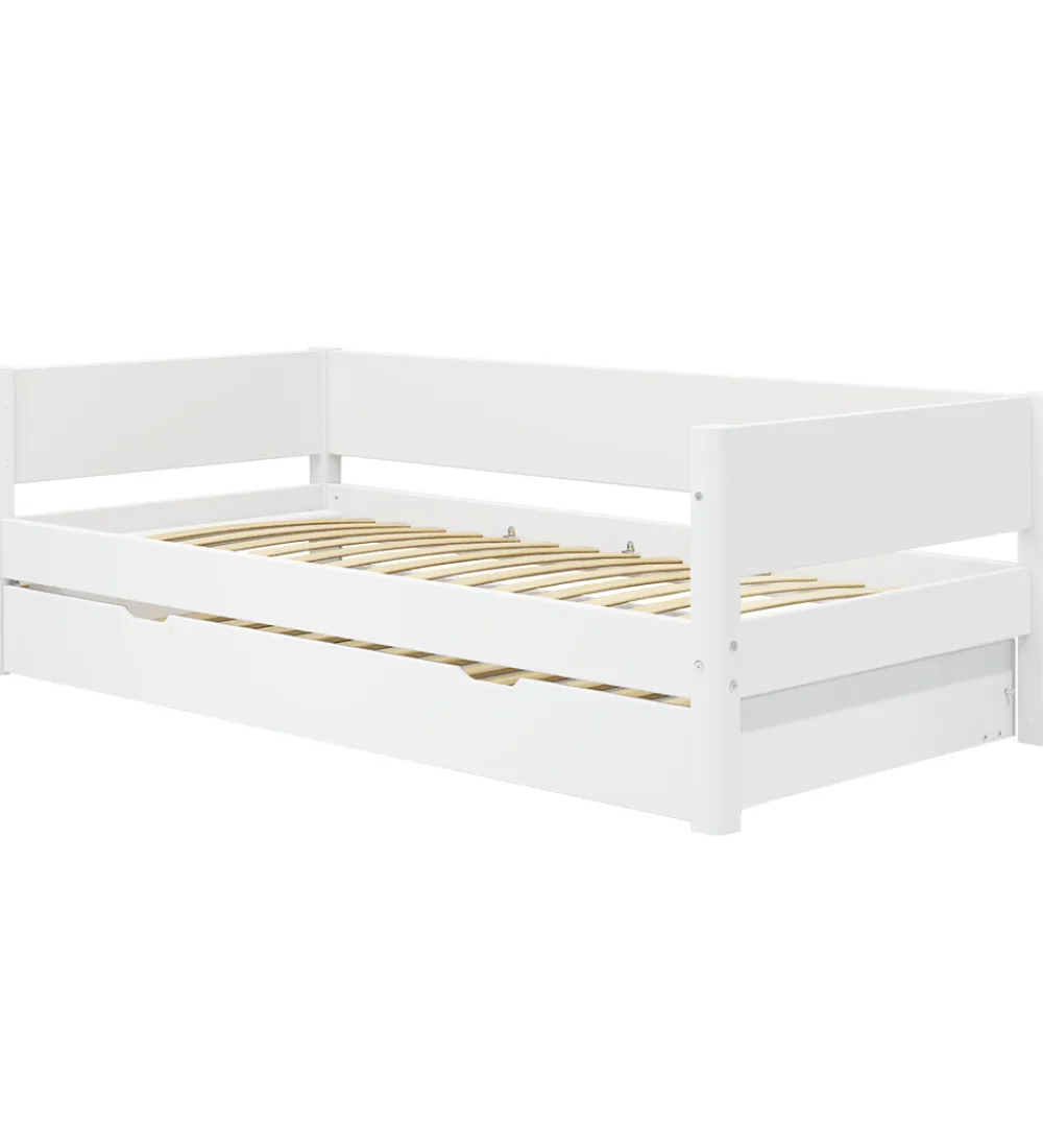 Senge-Flexa Enkeltseng m. Udtræksfunktion - 210x101x66,5 cm - Hvid