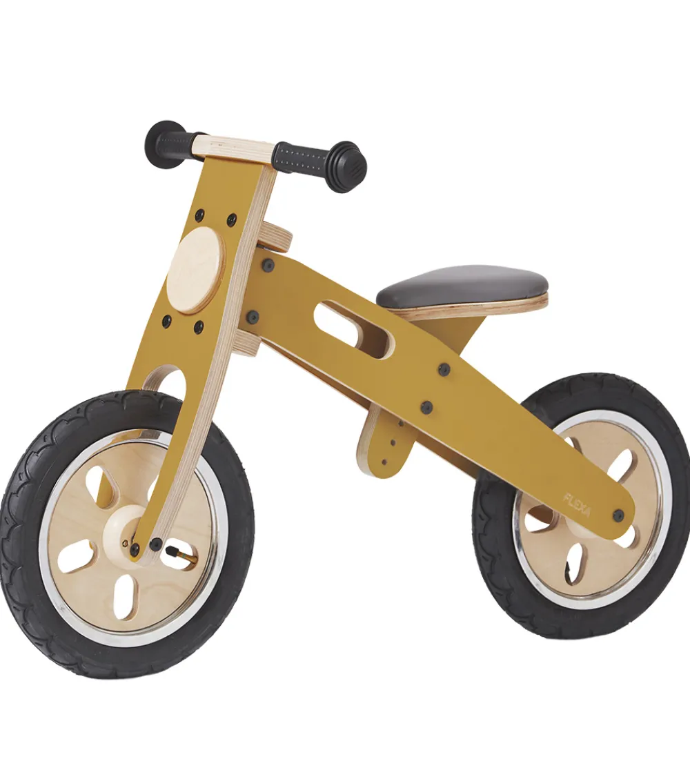 Løbecykler-Flexa Løbecykel - Indendørs - Træ - Play - Mustard/Birch Plywood