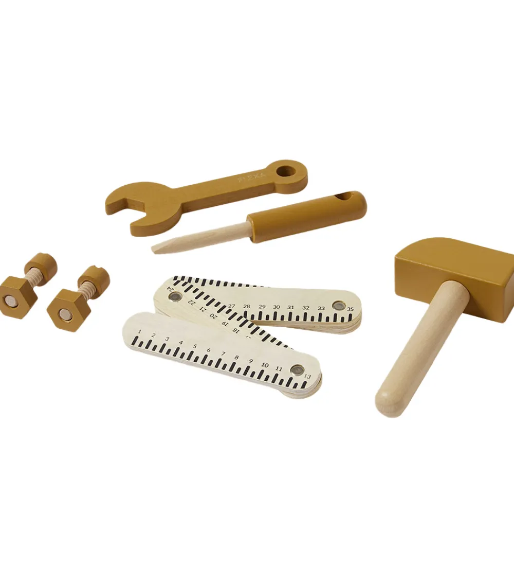 Legeværktøj-Flexa Play Værktøjssæt - 8 stk - Mustard/Naturalwood