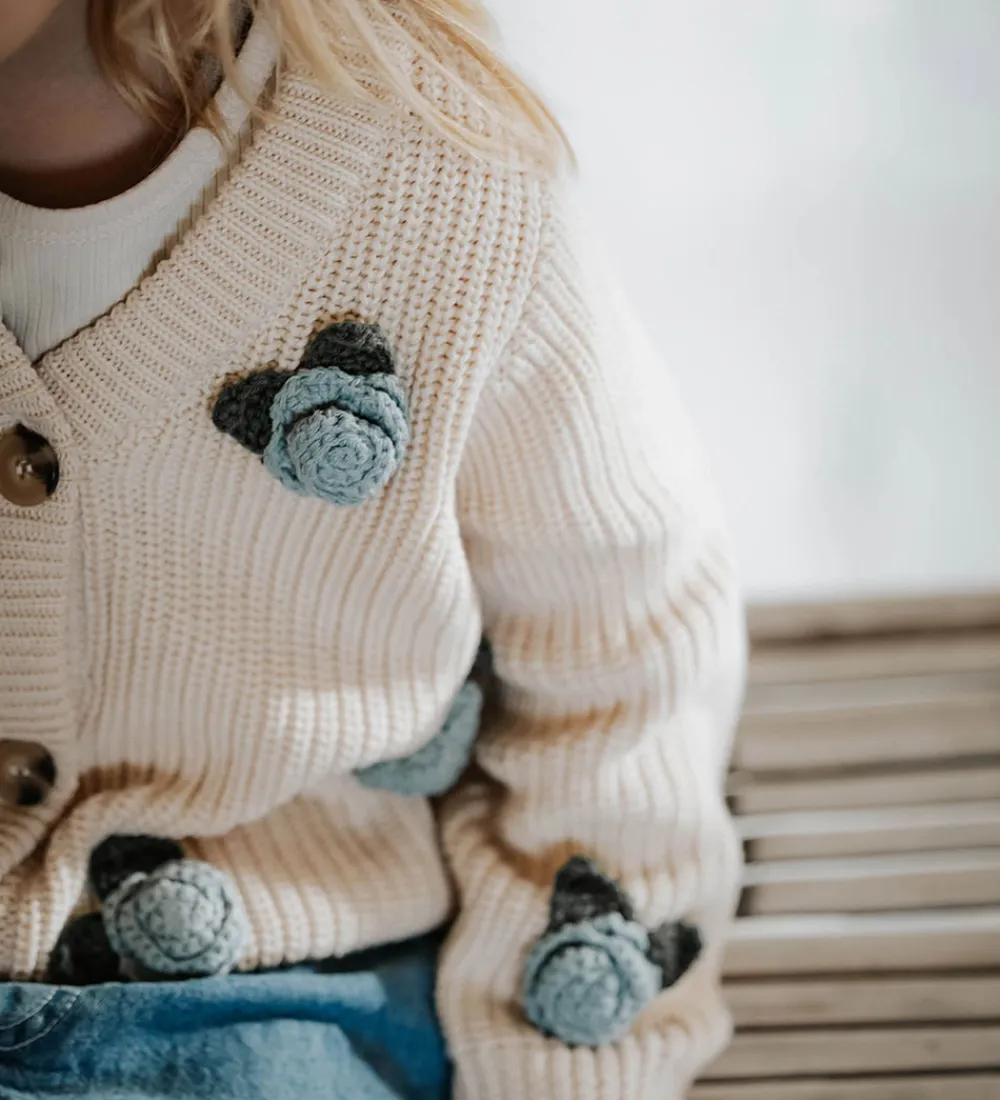 Fliink Striktrøjer*Cardigan - Strik - Cool Flower - Sandshell