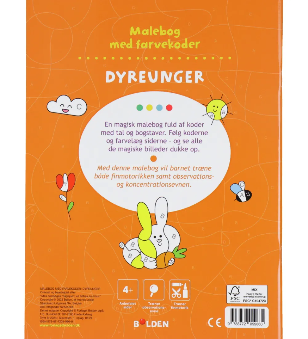 Forlaget Bolden Malebog*Malebog m. Farvekoder - Dyreunger