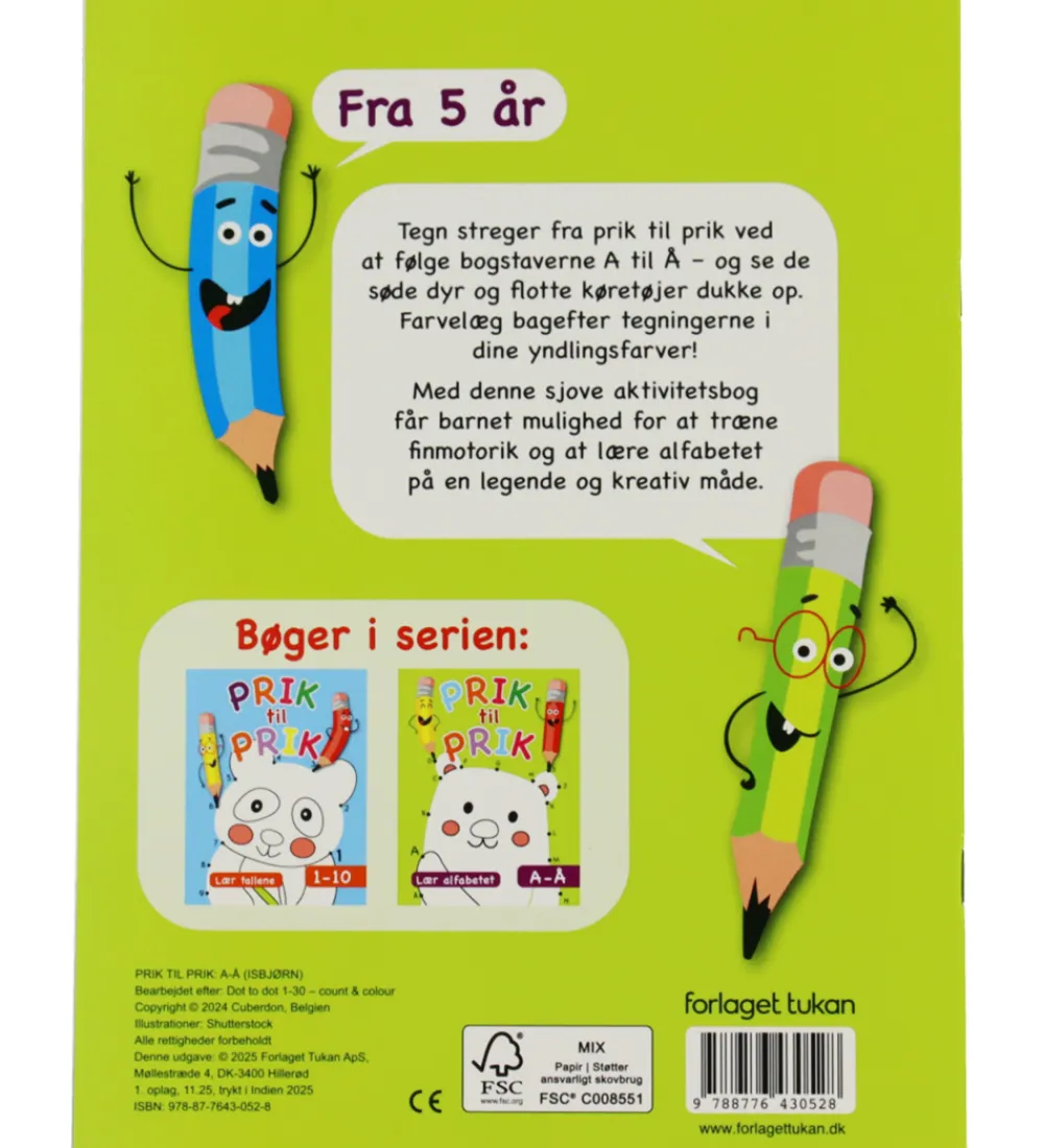 Forlaget Tukan Kreativ Leg|Bøger*Aktivitetsbog - Prik Til Prik - A-Å - DA
