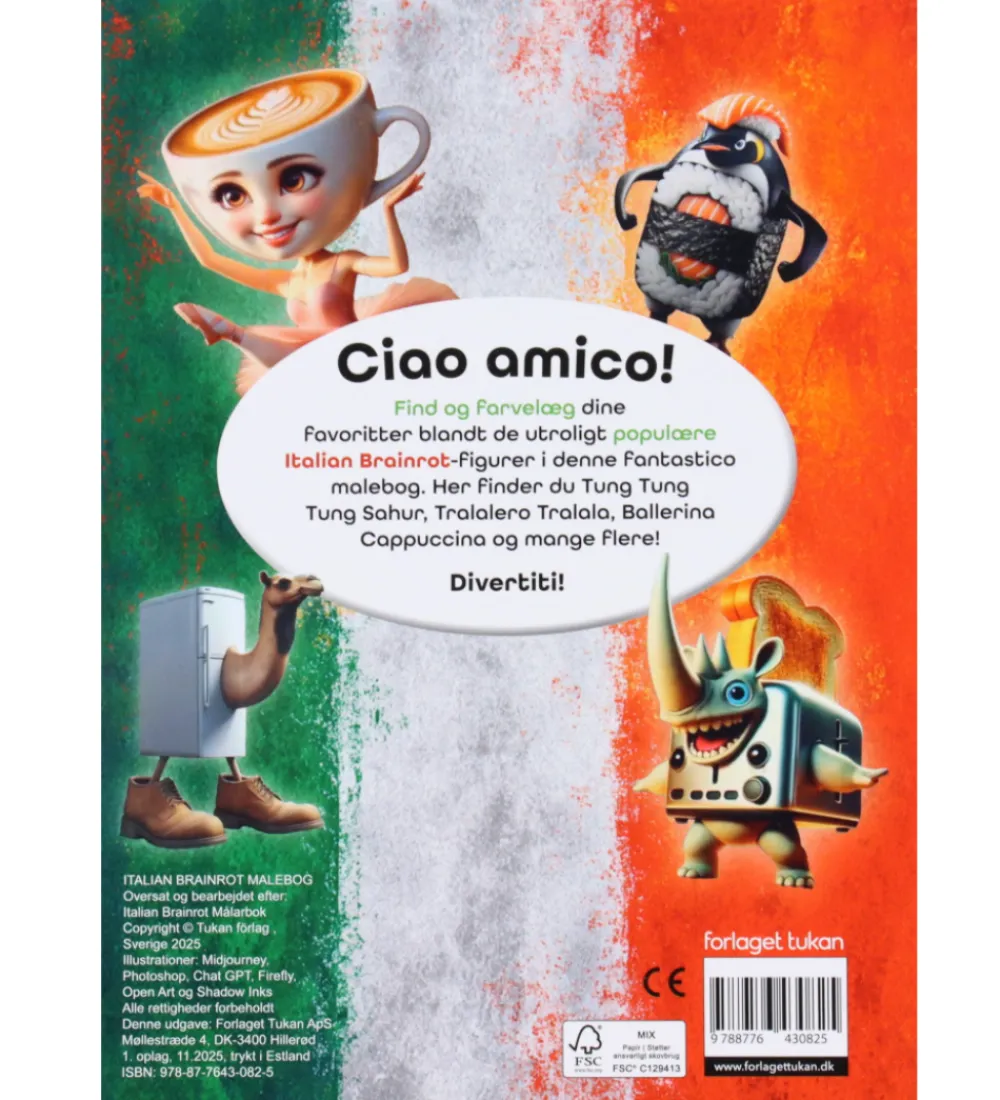 Forlaget Tukan Malebog|Kreativ Leg*Malebog - Italian Brainrot