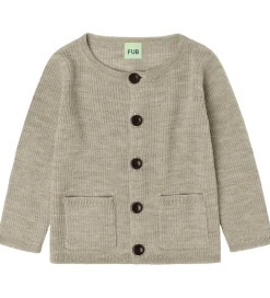 FUB Striktrøjer*Cardigan - Rib - Strik - Uld - Oat Melange