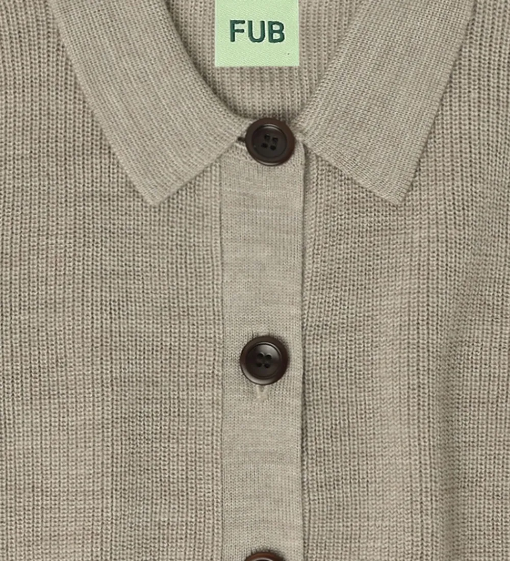 Striktrøjer-FUB Cardigan - Strik - Uld - Oat Melange