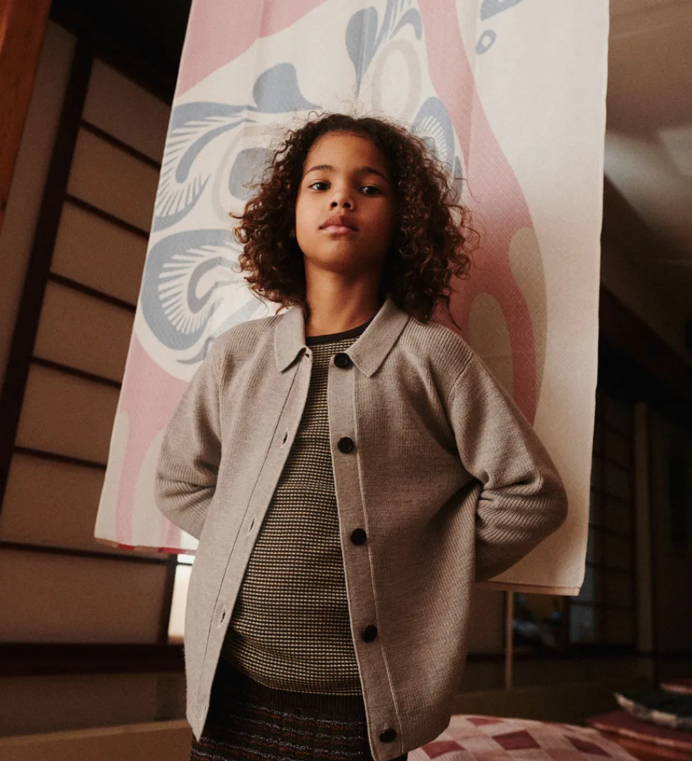 Striktrøjer-FUB Cardigan - Strik - Uld - Oat Melange