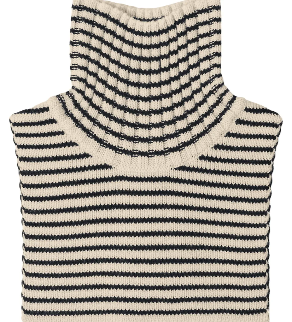 Tørklæder|Halsedisser-FUB Halsedisse - Strik - Uld - Ecru/Dark Navy