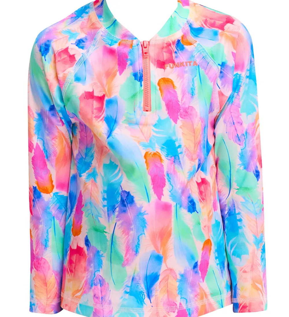 Svømmetøj|Svømning-Funkita Badebluse - Zippy Rash Vest - UV50+ - Tickle Pink