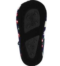 Skindfutter-Fuzzies Ballerina Hjemmesko - Flora - Navy m. Blomster