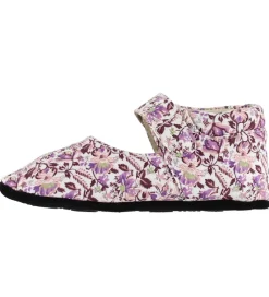 Fuzzies Skindfutter*Ballerina Hjemmesko - Viola - Hvid m. Blomster