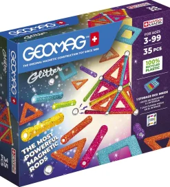 Magnetlegetøj-Geomag Magnetsæt - Glitter Panels Recycled - 35 Dele