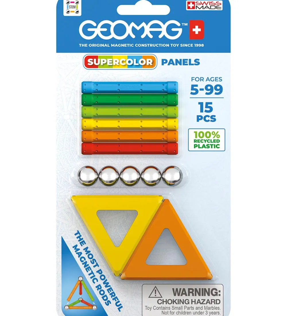 Geomag Magnetlegetøj*Magnetsæt - Supercolor Panels Recycled - 15 Dele