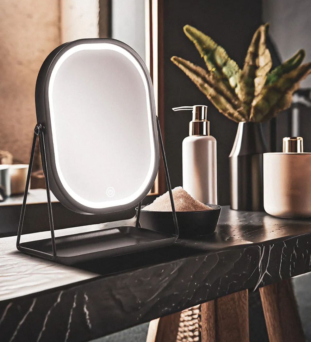Spejle-Gillian Jones Bordspejl - Oval - LED/Bakke - Sort