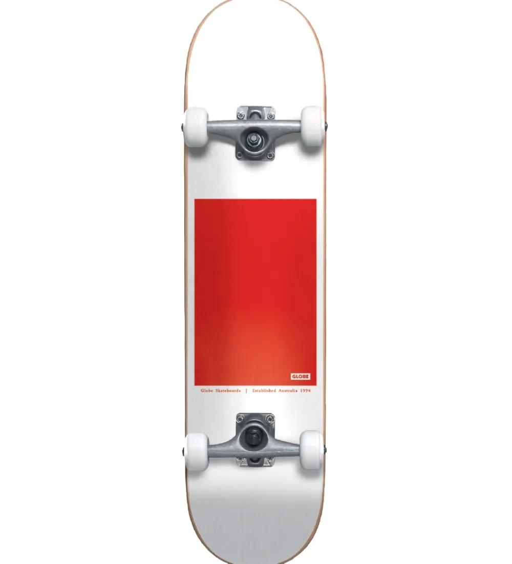 Skateboards-Globe Skateboard - 8'' - G0 Block Serif Complete - Hvid/Rød