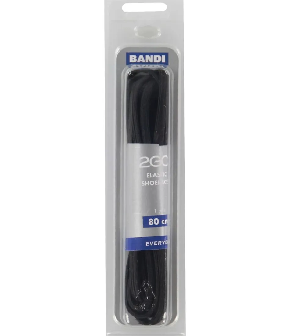 Snørebånd-2GO Elastiske Snørebånd - 80 cm - 1 Par - Sort