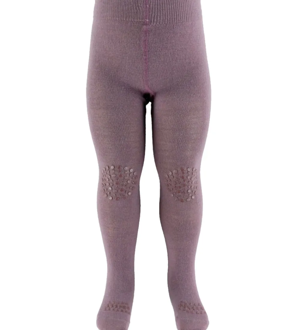 GoBabyGo Strømpebukser*Kravlestrømpebukser - Noos - Uld - Dark Purple Dove