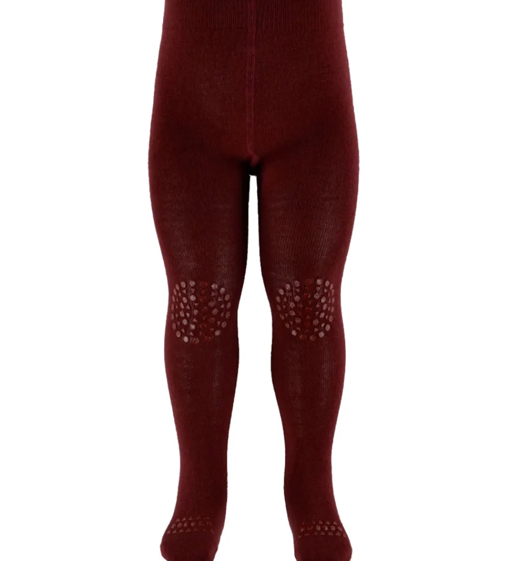 Strømpebukser-GoBabyGo Kravlestrømpebukser - Uld - Wine Red