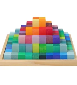 Grimms Byg Og Klodser*Træklodser - Small Stepped Pyramid - Multifarvet