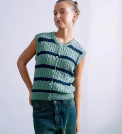 Veste|Konfirmationstøj-Grunt Vest - Strik - GrLine - Dust Green/Navy