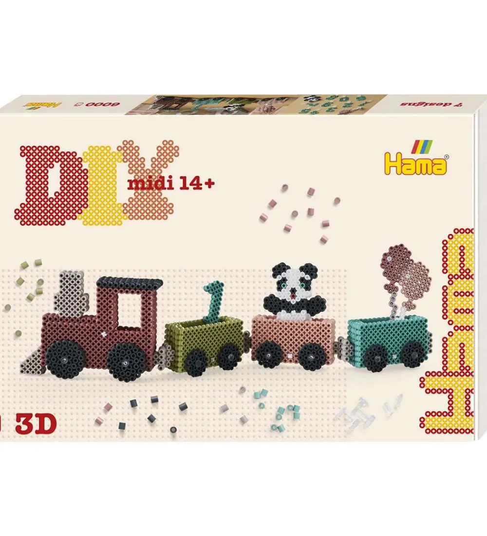 Perler|Fødselsdagstoge-Hama Midi Perlesæt - Art - 3D - 6000 stk. - Fødselsdagstog