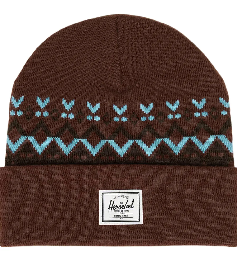 Herschel Huer Og Hatte|Unisex-Tøj*Hue - Strik - Elmer - Bitter Chocolate/ Fair Isle