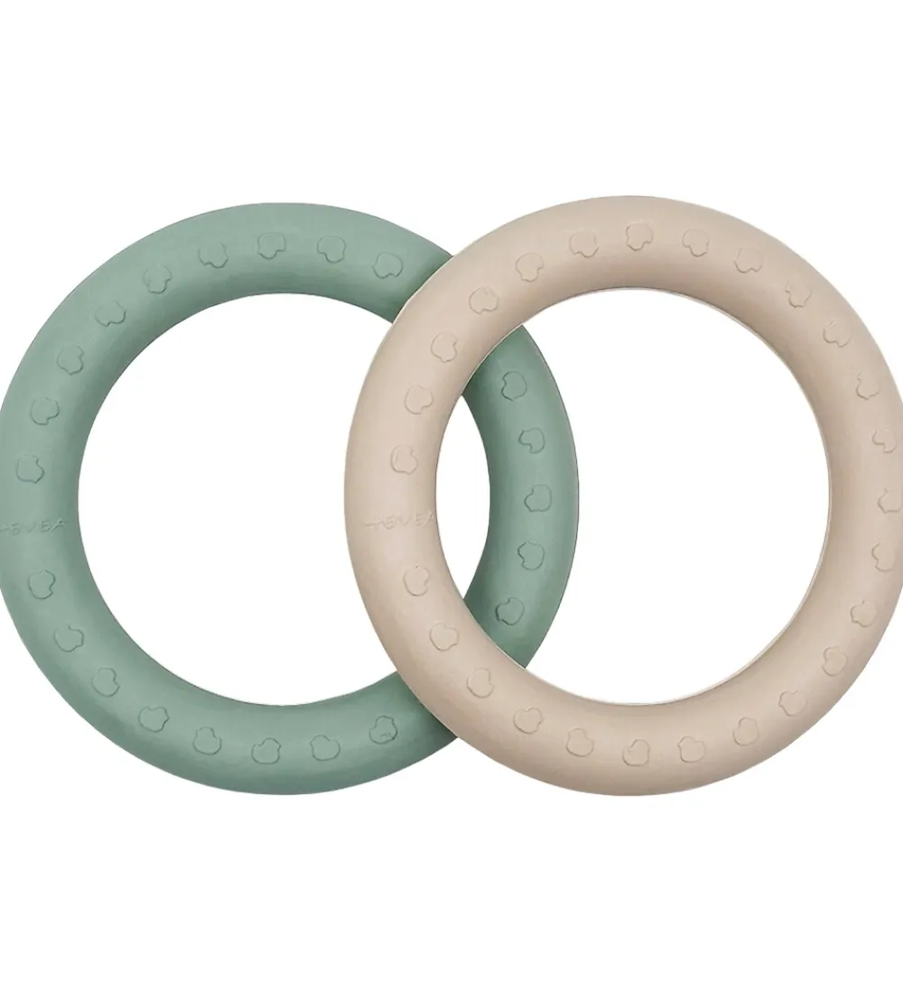 Bideringe|Babylegetøj-Hevea Bideringe - 2-pak - Sand & Seafoam Blue
