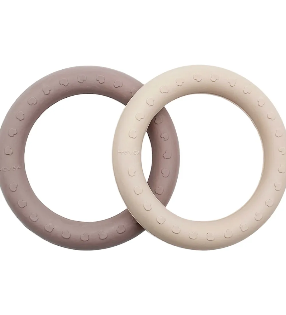 Hevea Bideringe|Babylegetøj*Bideringe - 2-pak - Sand & Tan Beige