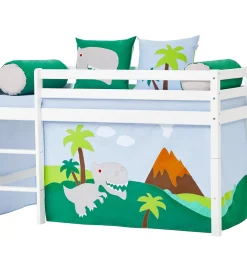 Hoppekids Senge*Forhæng Til Halvhøj Seng - 70x160 cm - Dinosaur