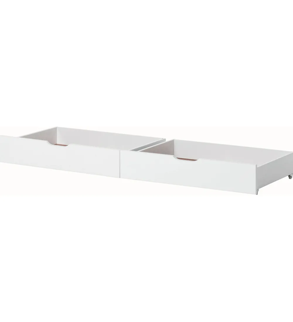 Hoppekids Skuffer|Senge*Skuffer m. Hjul - 2 stk. - 70x160 cm - Hvid