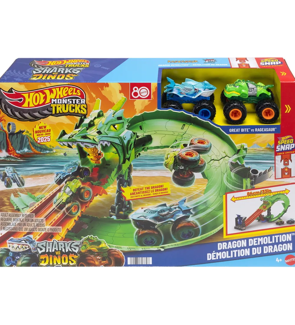 Biler, Tog Og Køretøjer-Hot Wheels Bilbane - Great Bite vs Rageasaur - Dragon Demolition
