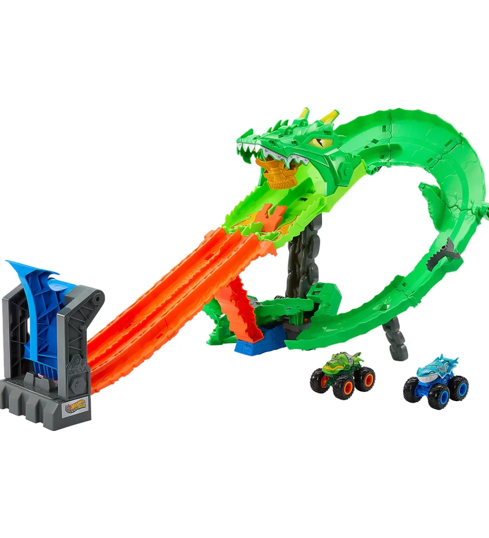 Biler, Tog Og Køretøjer-Hot Wheels Bilbane - Great Bite vs Rageasaur - Dragon Demolition