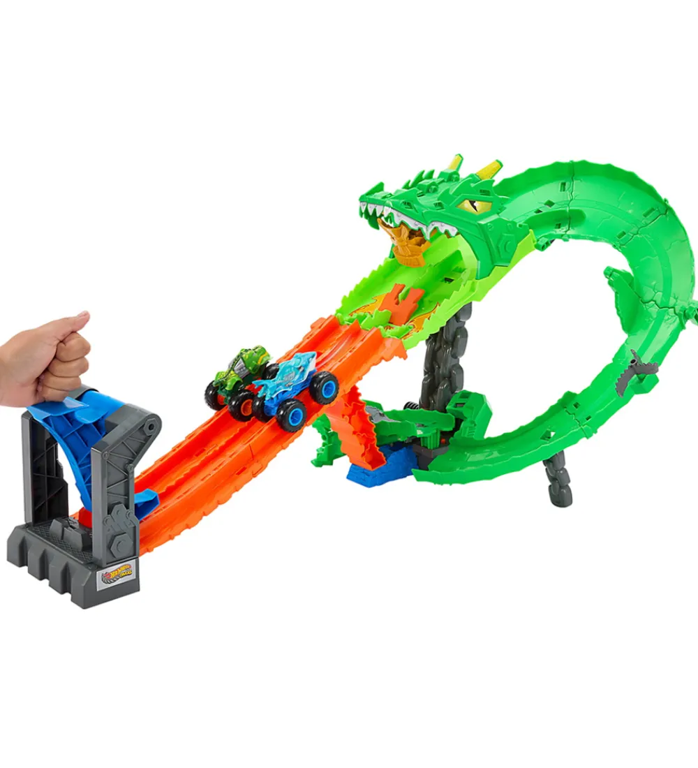 Biler, Tog Og Køretøjer-Hot Wheels Bilbane - Great Bite vs Rageasaur - Dragon Demolition