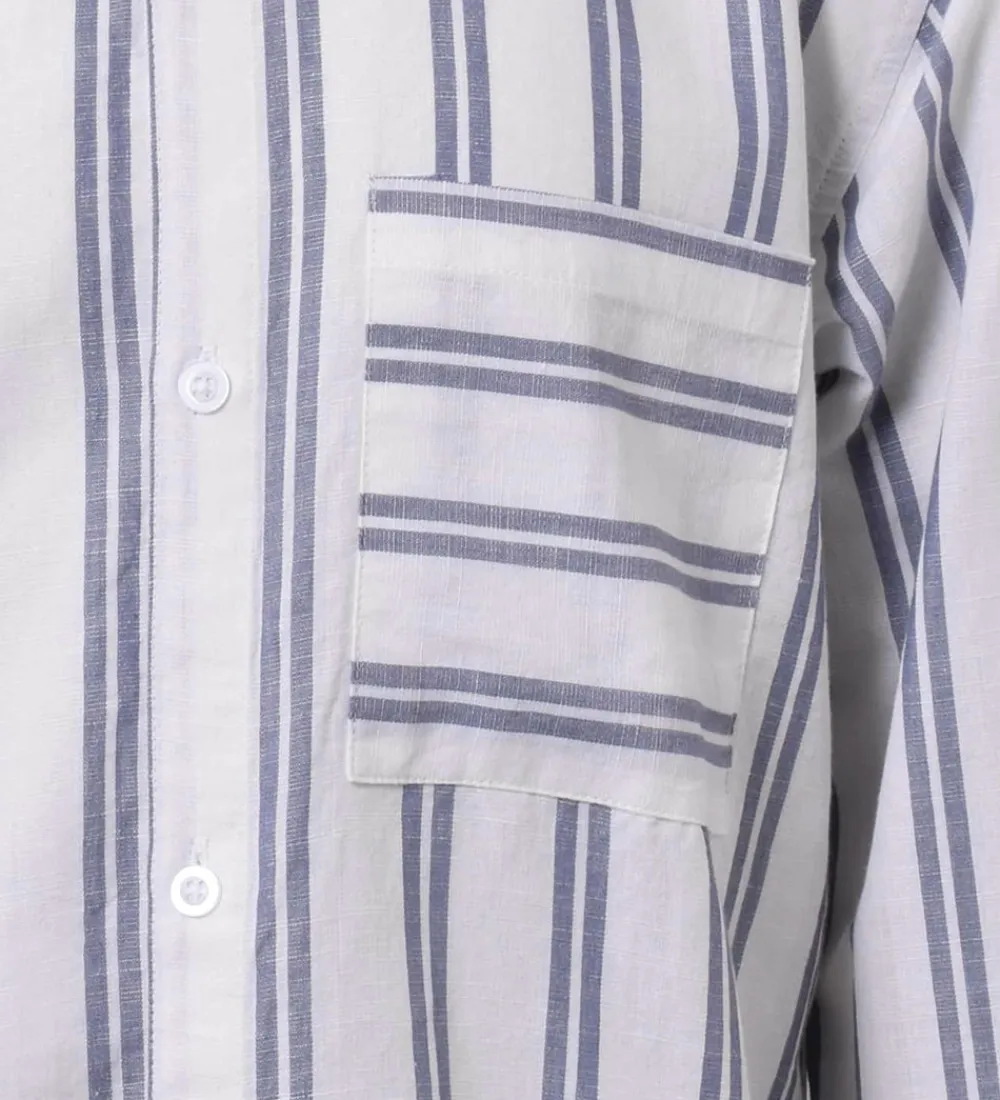 Hound Konfirmationstøj*Skjorte - Linen Blend - Deep Blue/Hvid