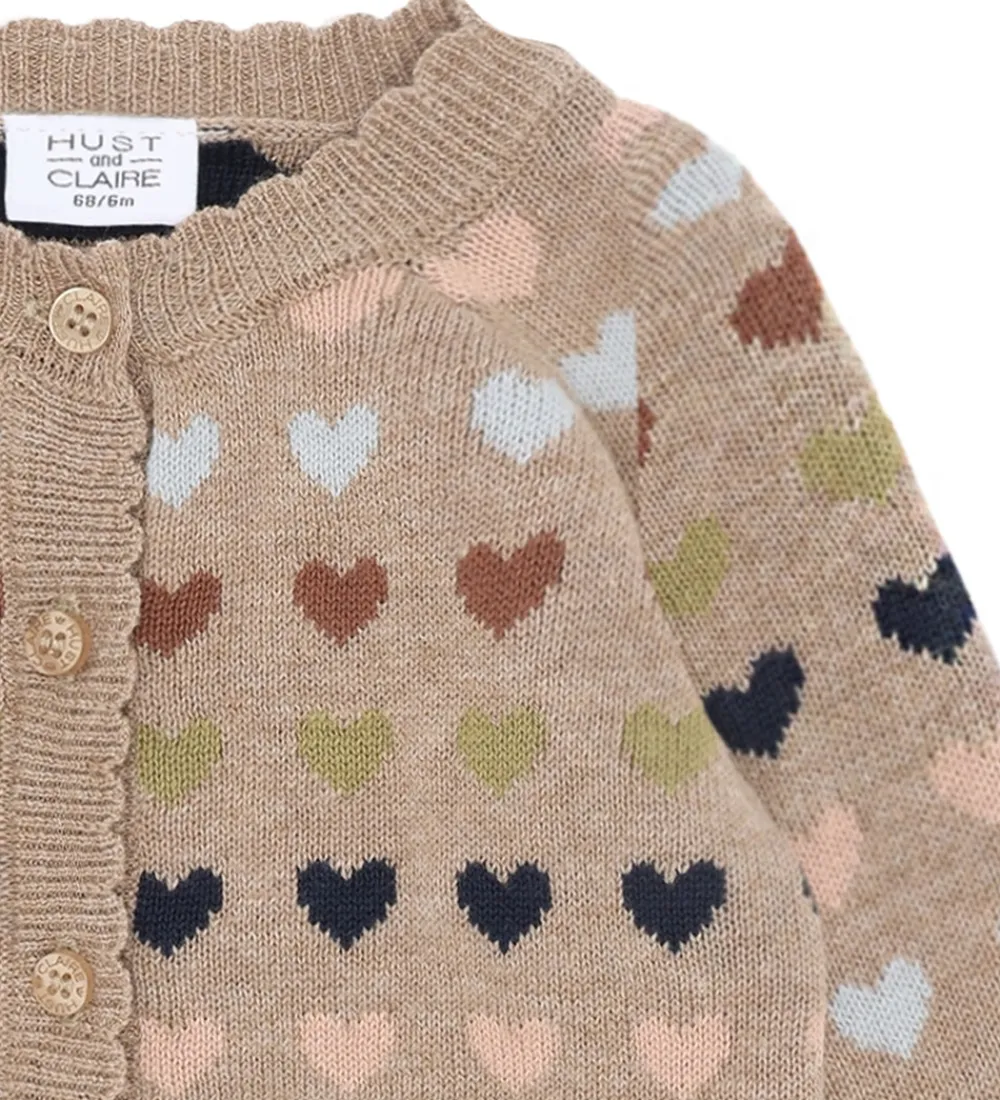 Cardigans-Hust and Claire Cardigan - HCCilja - Biscuit m. Hjerter