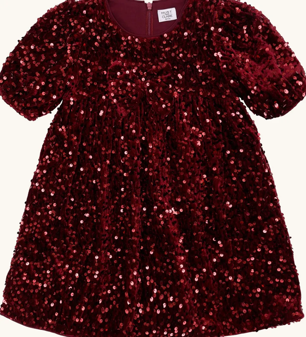 Hust and Claire Kjoler|Juletøj*Kjole - HCKaroline - New Maroon m. Pailletter