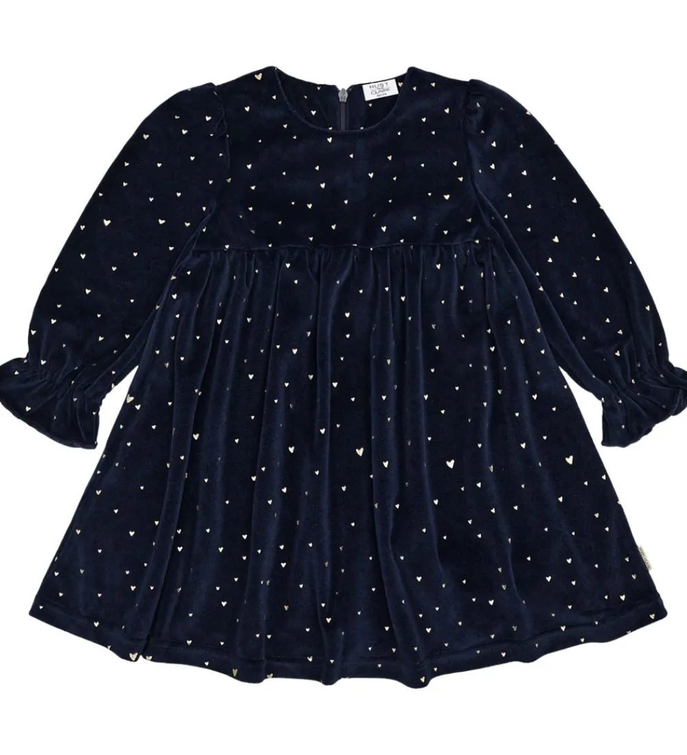 Hust and Claire Kjoler*Kjole - Velour - HCDonna - More Navy m. Guld