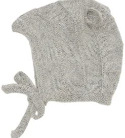 Huttelihut Babyhjelme*Babyhjelm m. Ører - Alpakauld - Strik - Gråmeleret