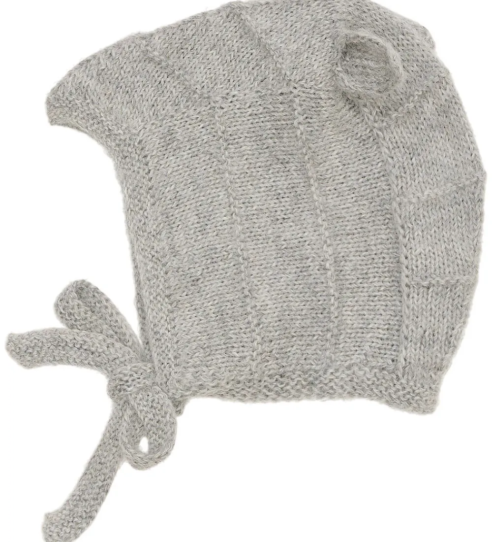 Huttelihut Babyhjelme*Babyhjelm m. Ører - Alpakauld - Strik - Gråmeleret