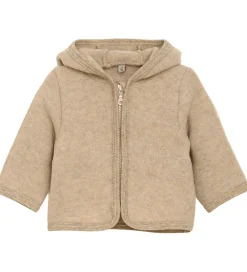 Fleece-Huttelihut Fleccejakke - Uldfleece - Camel Melange m. Ører