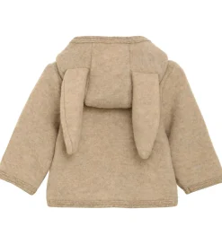 Fleece-Huttelihut Fleccejakke - Uldfleece - Camel Melange m. Ører